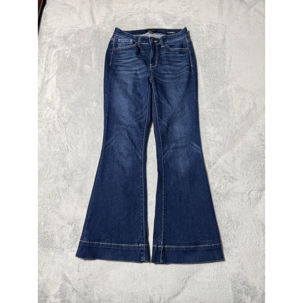 Judy Blue Womens 5 High Rise Flare Trouser Jeans Blue Medium Wash 27x28